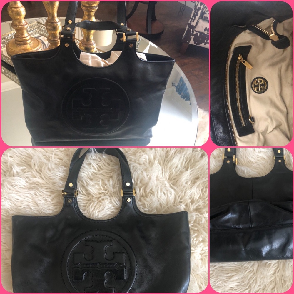 Tory Burch Leather Tote Bag with Metal Feet